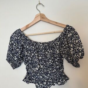 Abound Navy Floral Blouse